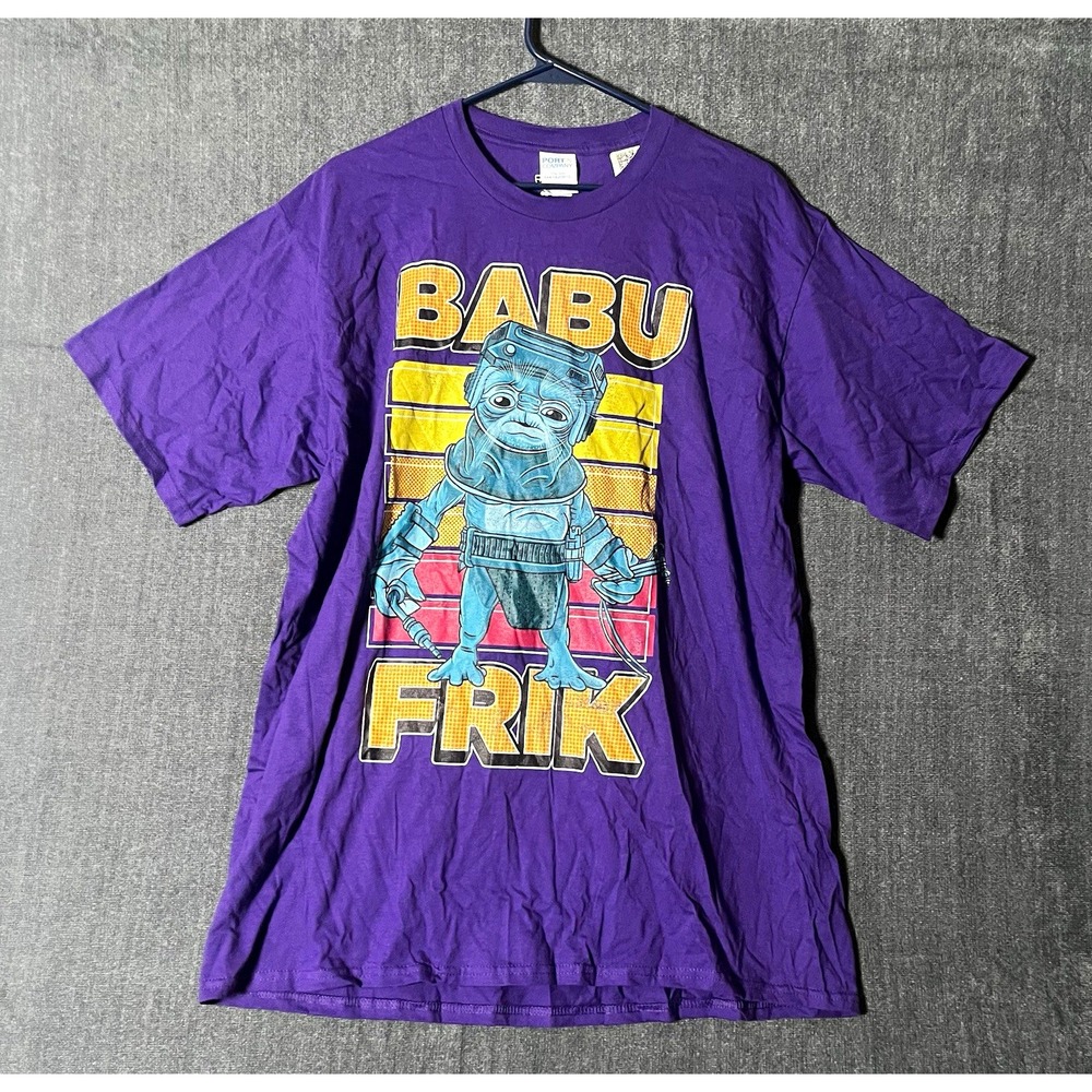 Port & Company Star Wars Babu Frik Purple Graphic Print T-Shirt Size XL